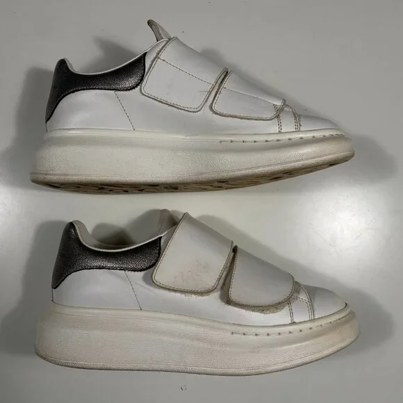 Alexander McQueen Oversized Double Strap White Leather Sneakers size EU 36 1/2 - Picture 9 of 12